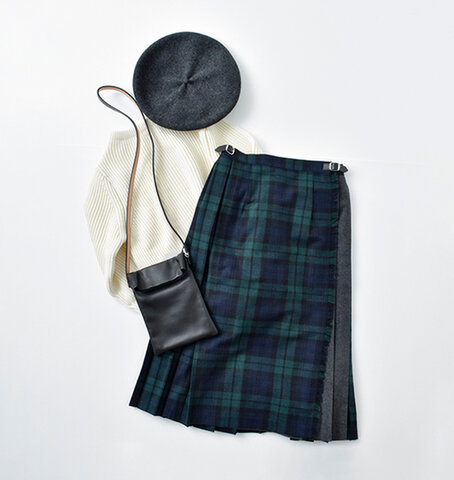 O'NEIL OF DUBLIN|aranciato別注 ウールプリーツ巻きスカート 5073cwp-rf