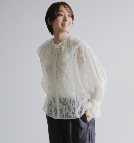 qiri｜ハナミズキ ジャガード オープンカラー ブラウス “hanamizuki JQ open collar blouse” 63-01-bl-001-24-1-ms