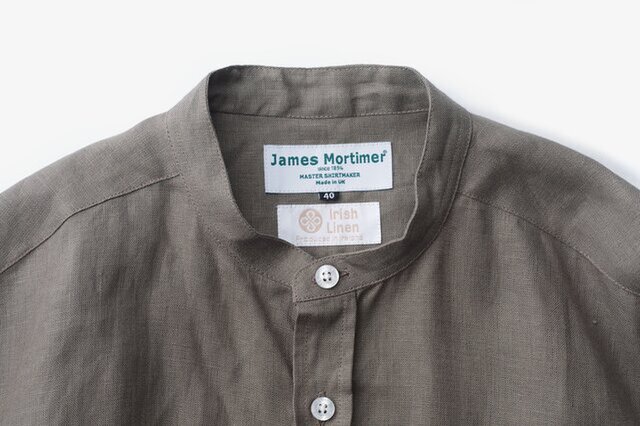 James Mortimer｜バンドカラーシャツ　アイリッシュリネン