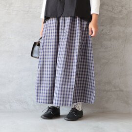 blue willow|コットンチェックギャザースカート