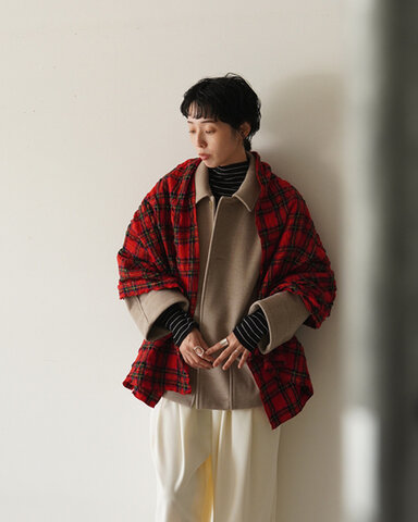 prit|ウールコットンチェックストール マフラー STL P00640 プリット