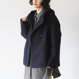 mao made|ダブルボタン ミドル丈 フーディジャケット 圧縮ウール アウター 641128 マオメイド