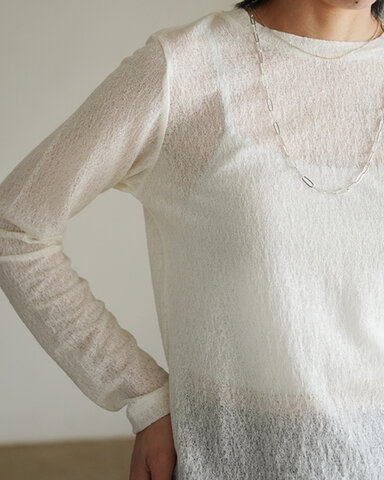 mizuiro ind|レース ジャカード プルオーバー カットレース素材 長袖 レイヤード lace jacquard P/O 3-210070 ミズイロインド