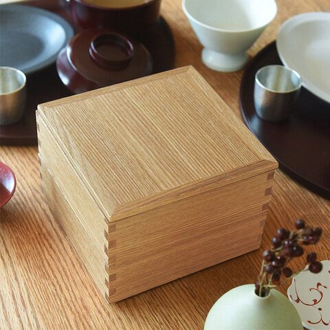 松屋漆器店 白木塗 タモ5.0二段重内朱【送料無料】【25N】