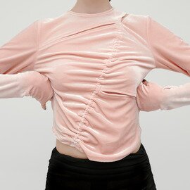 kiehtova|VELOR SLIT GATHER TOPS トップス ベロア スリット