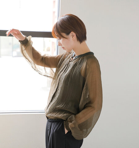 NOMBRE IMPAIR|ソフトオーガンジー ピンタック 羽織 ブラウス 01-1-06-215-5-1-nk