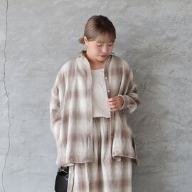 ichi|メランジチェック両面裏毛シャツ BEIGE