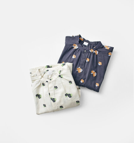 Nouvelles du paradis|コットン パンジー カットジャガード 6分袖 ブラウス pb25107-yo