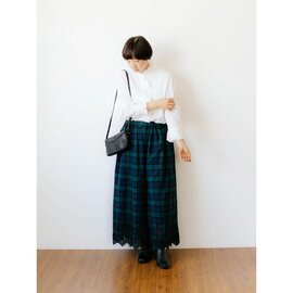 ichi｜スカラップ刺繍パンツ／ブラックウォッチ