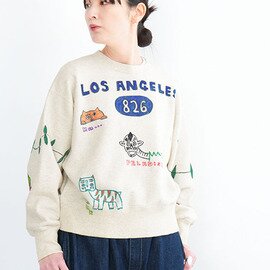 ESTROISLOSE|手描きイラスト スウェットTシャツ レディース トップス トレーナー ec26201-z