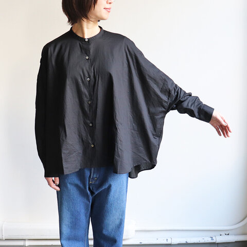 mizuiro ind|スタンドカラーギャザーシャツ