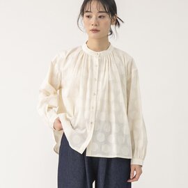 TUTIE.|コットンドットジャカードギャザーブラウス/トップス・コットン・ドット・水玉・長袖シャツ