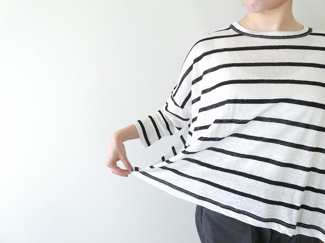 mao made|旅先で見つけたよ!リネンボーダーシリーズ 7分袖T(521223)