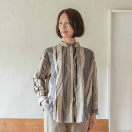 sisam|まるでパッチワークな柄のハンサムシャツ【コットン】【ストライプ柄】【カジュアル】 / OCパッチワークストライプシャツ
