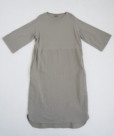 Mochi｜organic cotton ＆ linen layered one piece [mud grey]