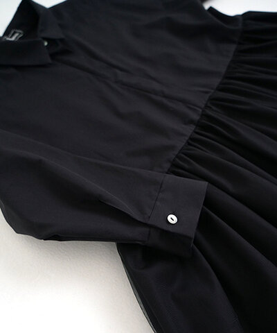 Mochi｜ tulle shirts dress[ms24-op-04/black] チュールシャツドレス
