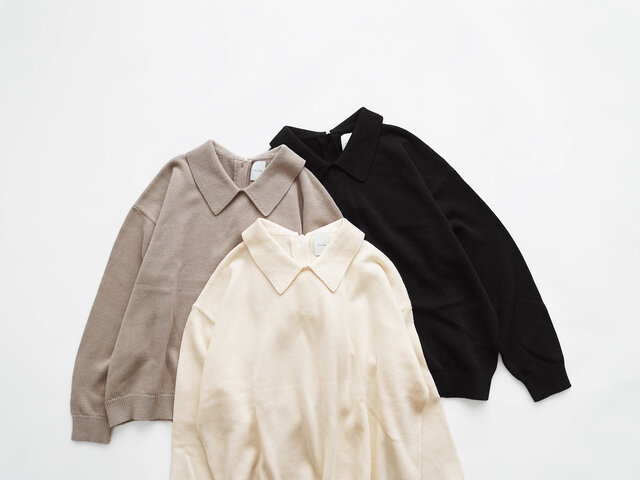 休日と詩|休日のやさしい襟のニット・PO-26006