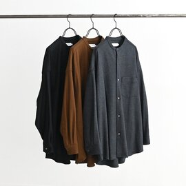 Graphpaper|Wool Smooth Flannel Oversized Band Collar Shirt