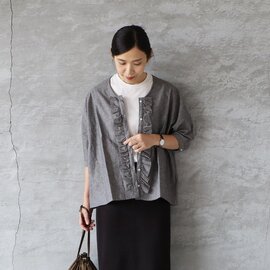 LILOU+LILY|TYPEWRITER CLOTH DUNGAREE&STRIPE FRILL SHIRTS タイプライターストライプ フリルシャツ