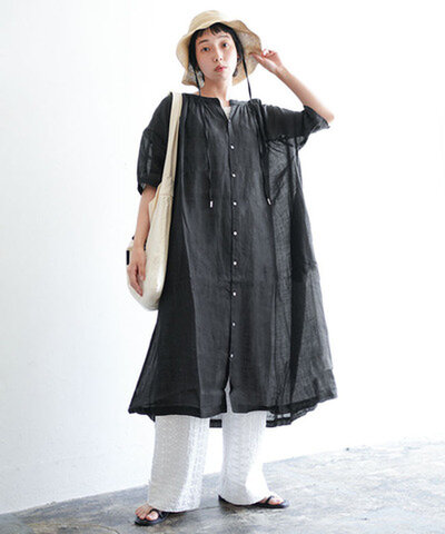 solamonat poche|ラミーギャザーワンピース レディース 半袖【ご予約商品/6月上旬頃入荷予定】poche-rm-gzop