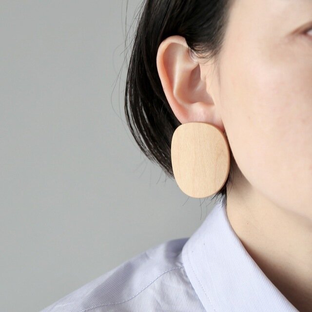 plywood oval earrings [ イヤリング ]