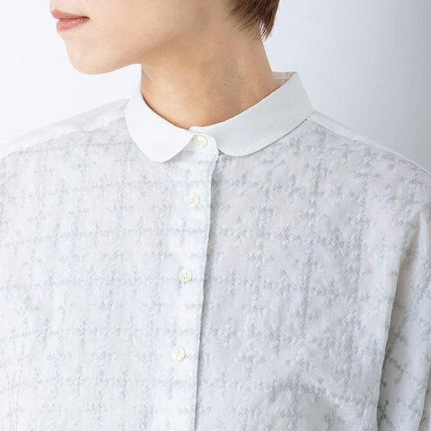 STAMP AND DIARY｜刺繍 ”Timantti” ラウンドカラー ビッグシャツ