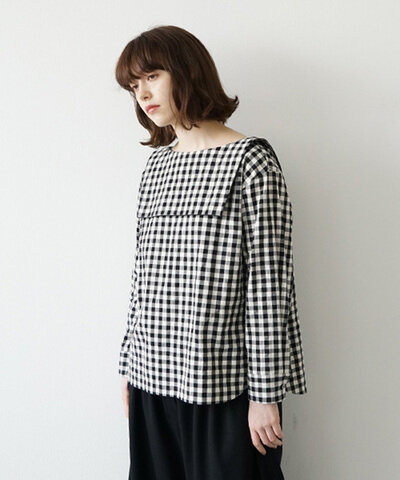 Mochi|sailor blouse (gingham check)