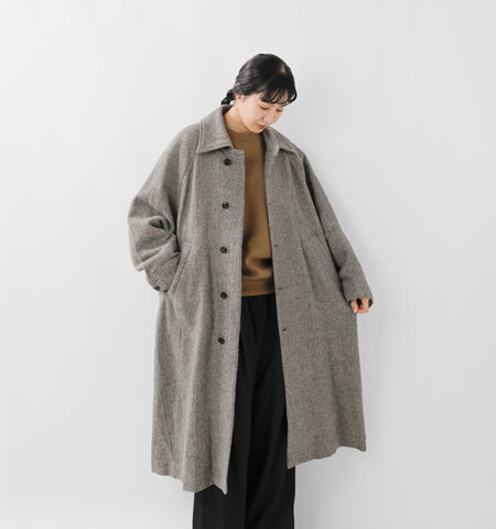 VOAAOV|ウールリネン ヘリンボーン ステンカラーコート voco-o111
