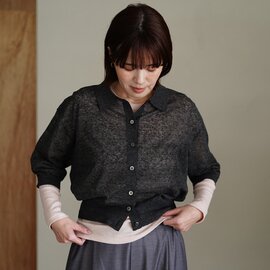 SACRA|リネン混 ポロ カーディガン 羽織り LI/PL MELANGE POLO CARDIGAN 126131081 サクラ