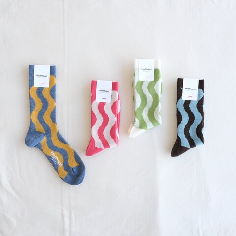 Hoffmann|9-1131|ウール ジャカード波柄【靴下 ソックス】