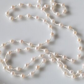 SISI|long necklace silk 淡水パール ホワイト 14Kゴールドフィルド ネックレス