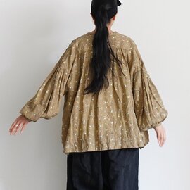 ichi Antiquités｜Linen Vintage Flower Volume Sleeve Tuck Shirt