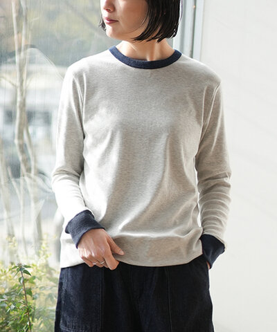 harmonie|オーガニックコットン フライスゆったりバイカラーTEE ロンT 82310015