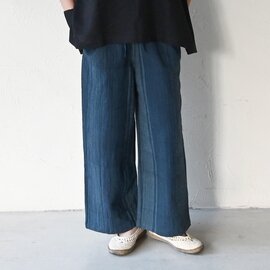 sisam|手織藍染タテシマストレートパンツ【イージー】【すっきり】【草木染め】