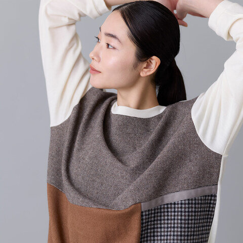 STAMP AND DIARY|アーカイブファブリック ウールパッチワークドローストリング付