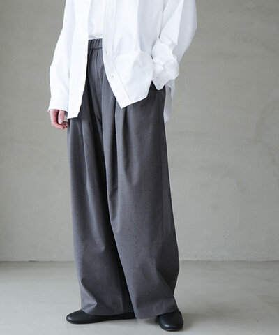 mizuiro ind|wide tuck PT ワイドタックパンツ イージーパンツ ワイドパンツ ボトムス フルレングス レディース 2-260051