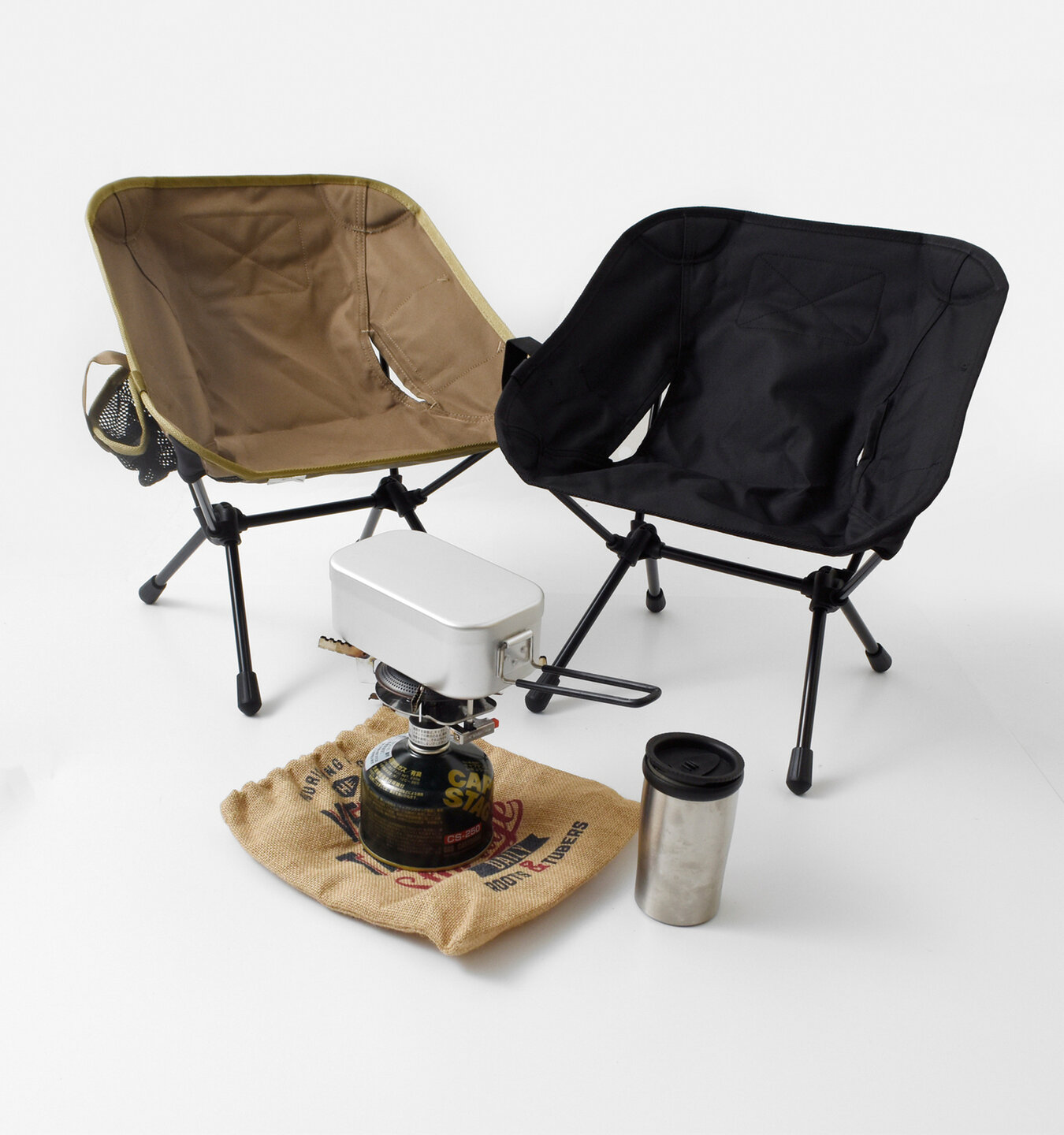 折り畳みスツール キャンプ椅子 高さ調節可能 黒 BLACK