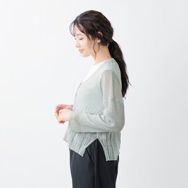 enrica｜リネン 変形リブ Vネック カーディガン knit131-yo