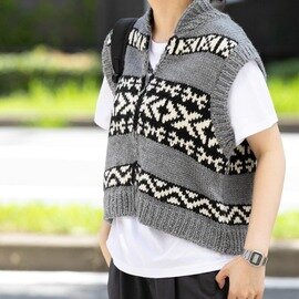 EKAL|ウール混カウチンベスト