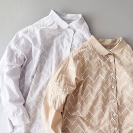 STAMP AND DIARY｜刺繍vuori 60コットンローン ラウンドカラー ビッグシャツ