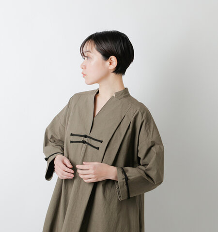 RYU｜コットン ワッシャー ダンプ マオカラー Aライン ドレス “dump mao dress” s2313w-rf