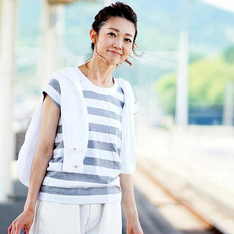 LAITERIE|【WOODY別注サイズ】ふわふわ天竺 フレンチスリーブ ボーダー カットソー Tシャツ PCT-11A