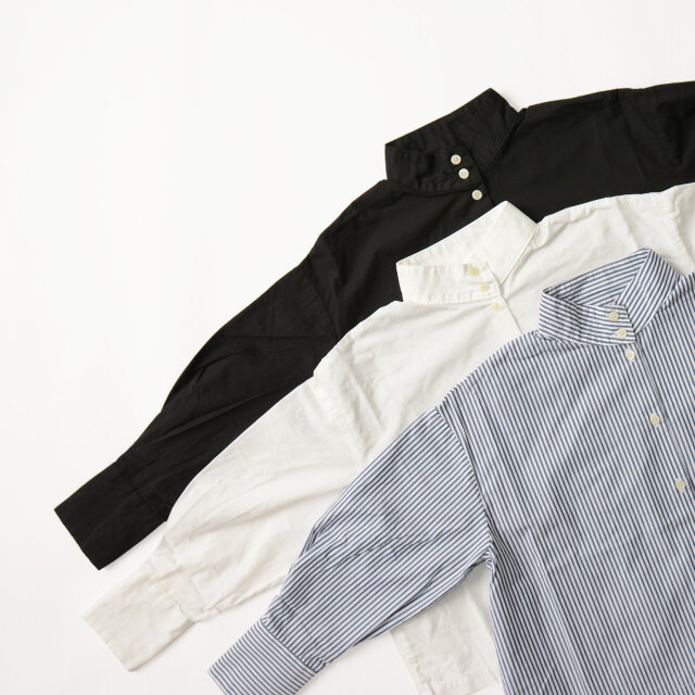 カラーは「navy stripe」「white」「black」の3種類。軽やかなストライプカラーは、スポーティーミックスにもオススメ。素材感たっぷりのソリッドカラーもコーデを選ばず、着回し力抜群です。