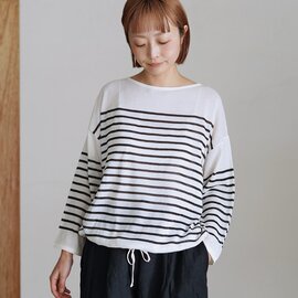 mao made|サマーニット パネル ボーダー 裾ドロスト プルオーバー 紫外線防止 吸湿速乾 611132 マオメイド