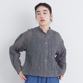 congés payés|シャーリング バンドカラ― クロップドシャツ