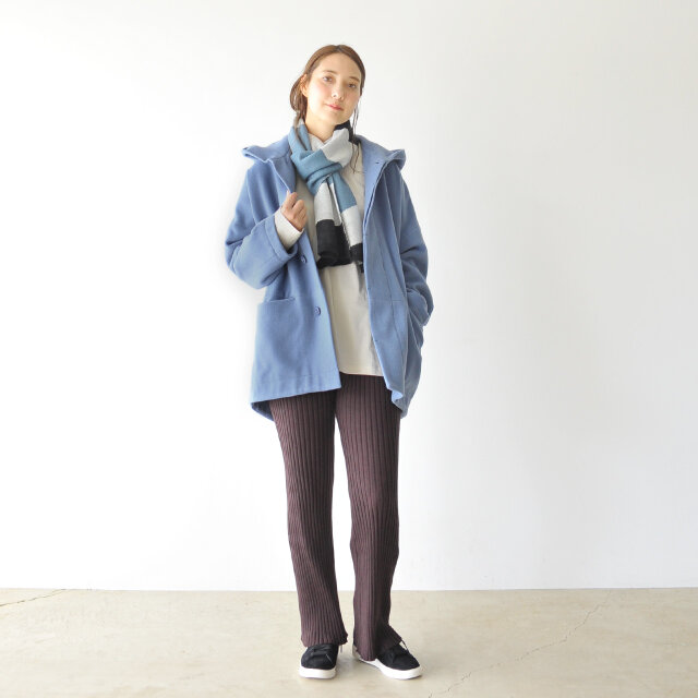 モデル:164cm / 49kg
color : sax(col.505) / size : 0(M/free)