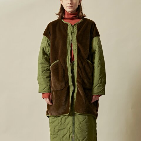 kha:ki|エコファー ナイロンタフタ ミリタリー キルト ライナー ジャケット“ECO FUR LINNER JACKET” mil22fjk3185-ms