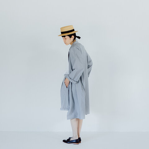 MUYA｜Livery coat tailored collar リバリーコートテーラードカラー/Gray stripe
