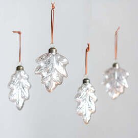 No.38 Leaf Silver H10cm | ガラスオーナメント 4個入り