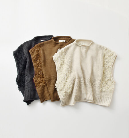 tumugu|ウールアンゴラ フリンジ ベスト tk25305-ms